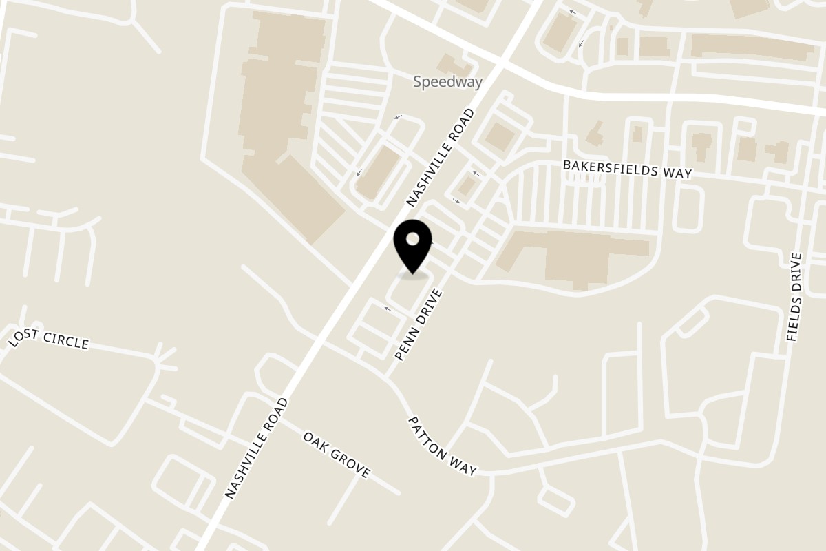 Map showing the location of Que Pasa Tacos on 2440 Nashville Road in Bowling Green